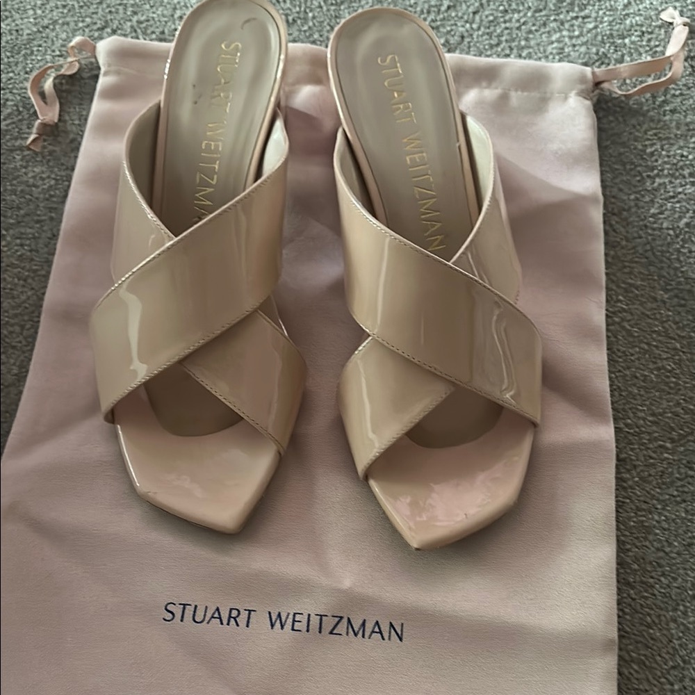 Stuart Weitzman Tan Sandals with X-Strap Design